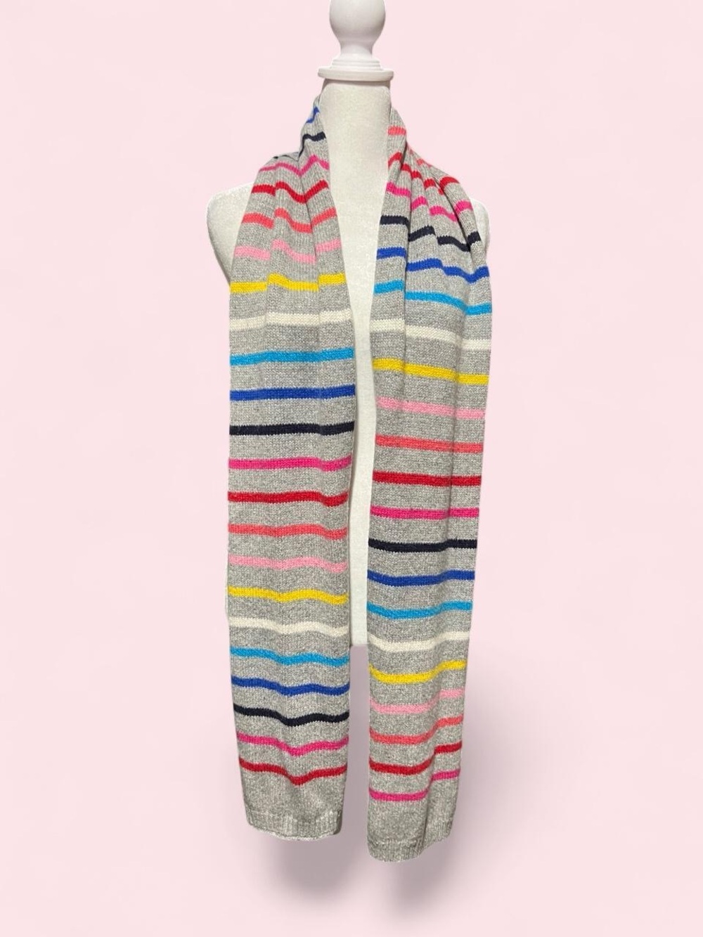 Striped Gray Scarf with Multicolor Stripes